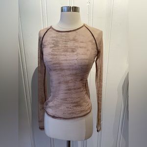 Project Social T Sheer Brown Long Sleeve Top